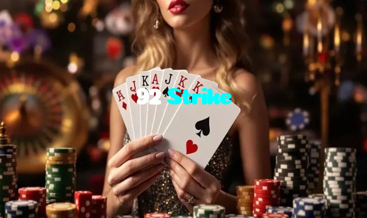 92 Strike casino presented on mobile device in Pakistan with slots and live games
